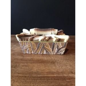 Miramar of California Bamboo Ceramic Tiki MCM Pottery Trinket Dish & Lid 1950's